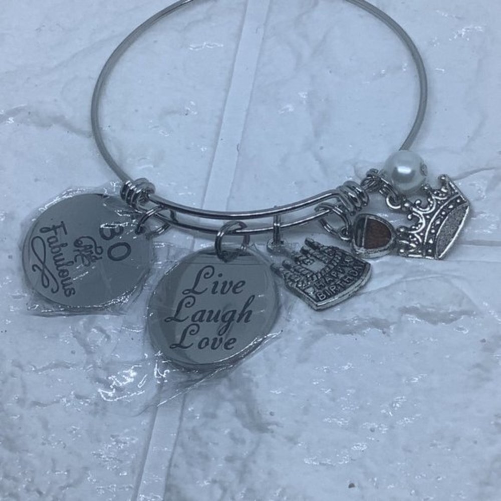 Women’s Expandable Charm Bracelets 80th Birthday - Picture 2 of 5